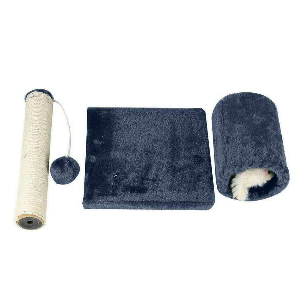 Cat Kitten Sisal Scratch Post Bed Toy with Tunnel & Mouse Pet Play Fun Activity