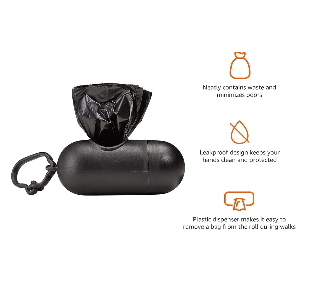 Dog Poop/Waste Bags with Dispenser and Leash Clip, Unscented, 300 Bags (20 Packs of 15 Bags)