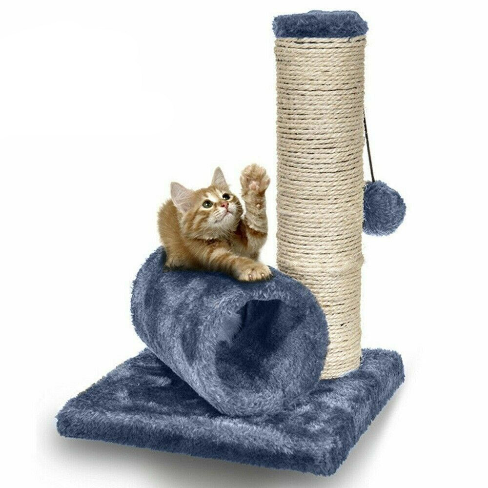 Cat Kitten Sisal Scratch Post Bed Toy with Tunnel & Mouse Pet Play Fun Activity
