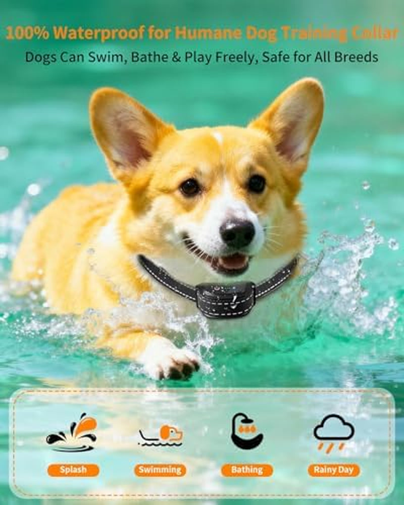 Dog Shock Collar with Remote Control – Shock Collar for Dogs 10–120 Lbs, 2000FT Long Range IPX7 Waterproof Rechargeable Dog Training Collar with 4 Safe Modes Beep Vibration Shock & Flashlight Blk