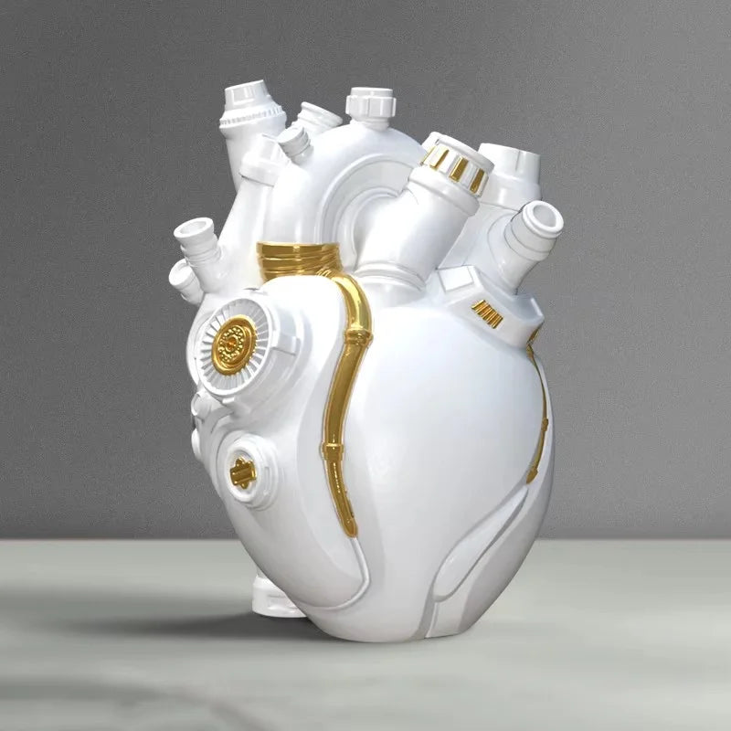 Home Decor Mechanical Heart Cardiac Vase Home Desktop Decoration Crafts Resin Home Flower Arrangement Decoration Ornaments